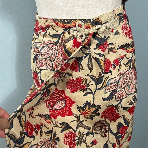Vintage Susan Bristol Linen Floral Sleeveless Top, Maxi Skirt Mandarin Style 8 - Picture 10 of 16